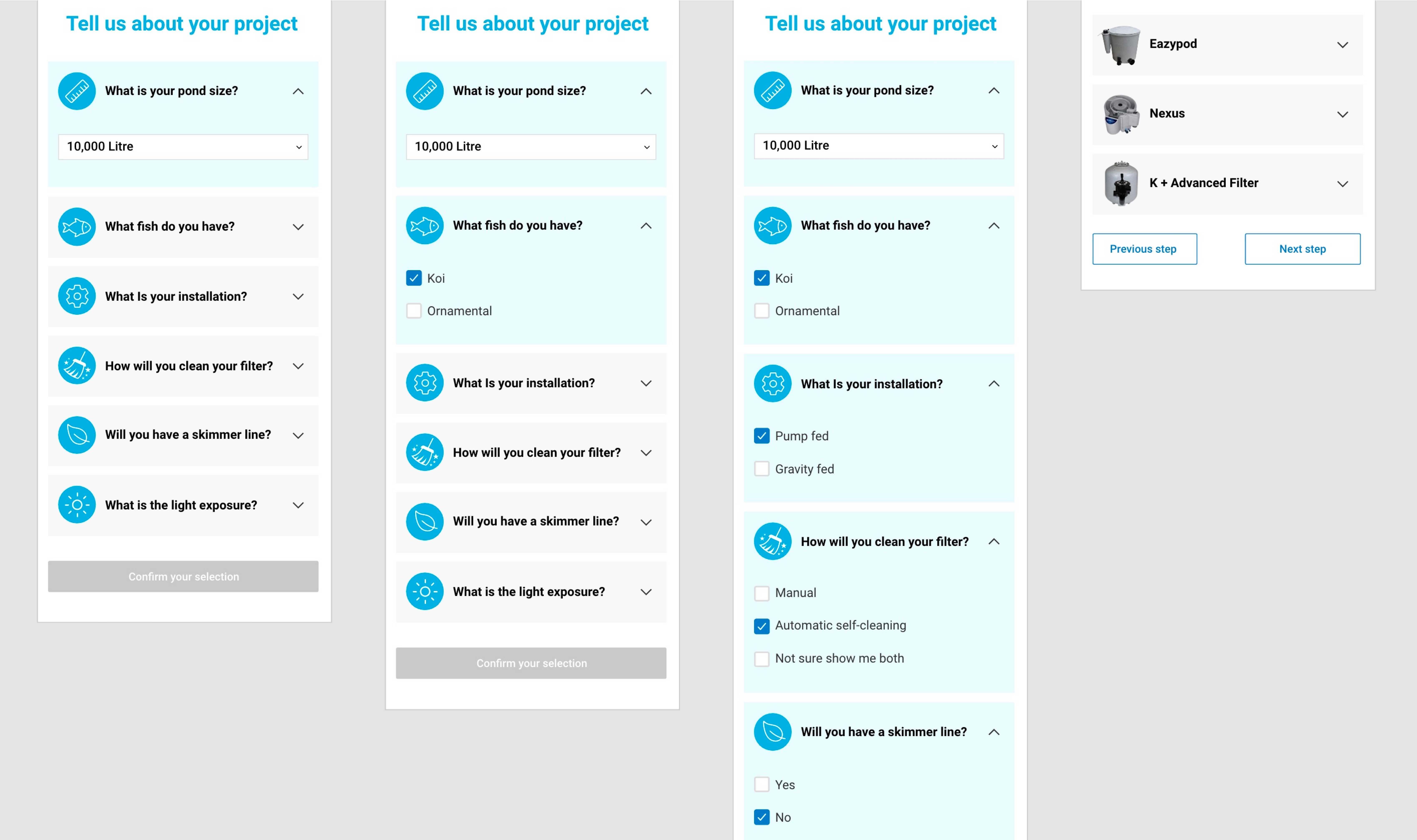 Image showing pages of the application with the accordions.