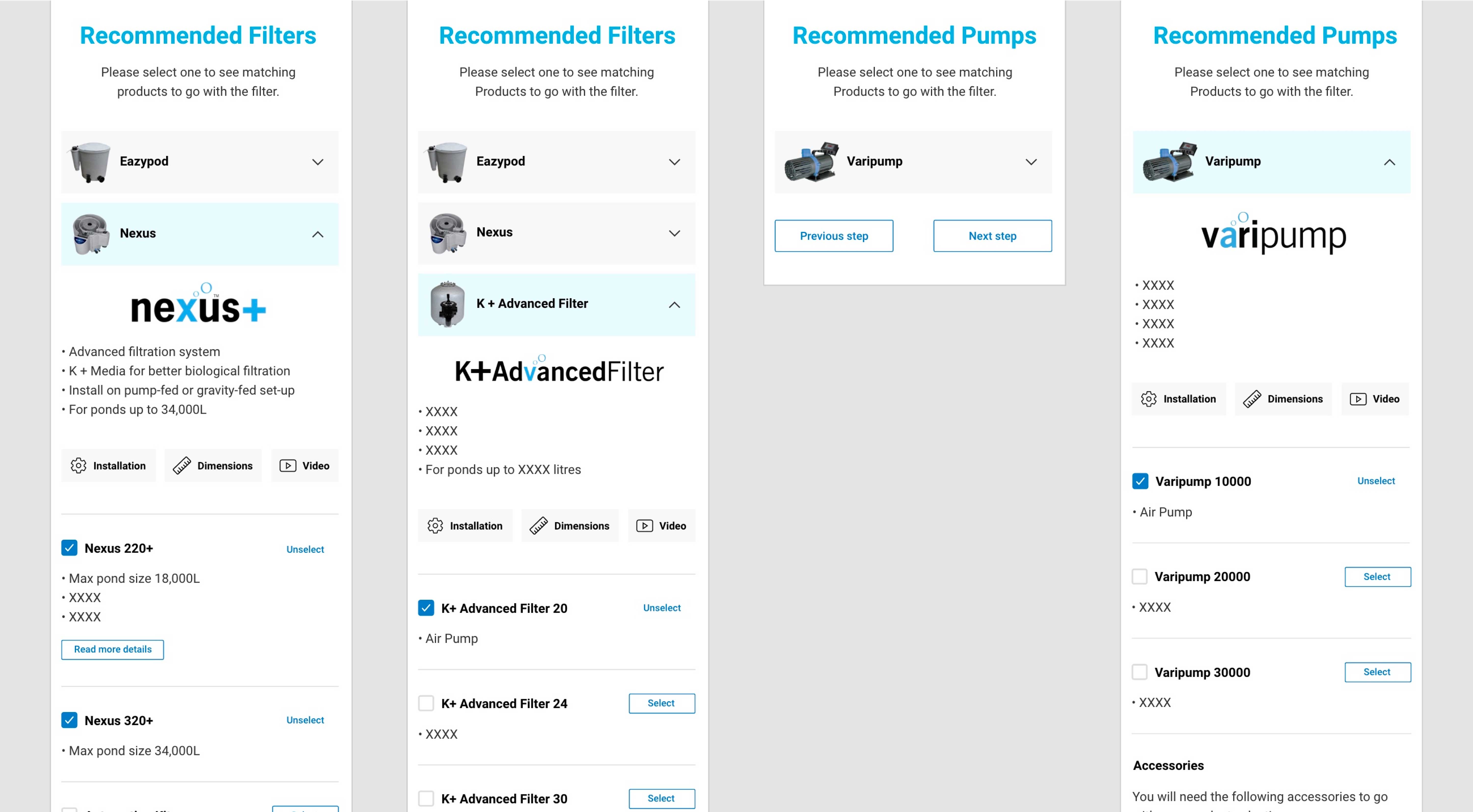 Image showing pages of the application with the accordions.