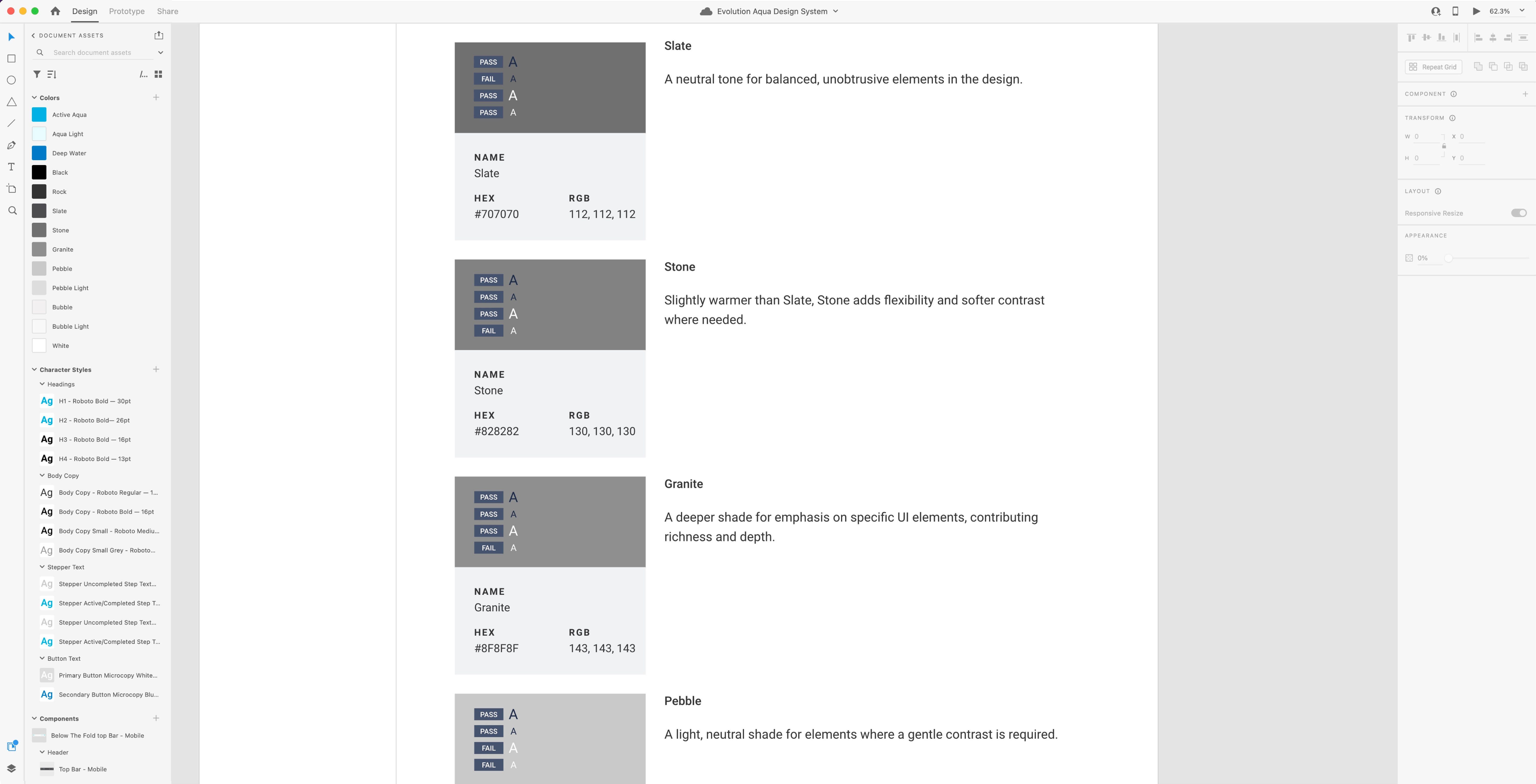 Image showing a page of Colour section of the design system.