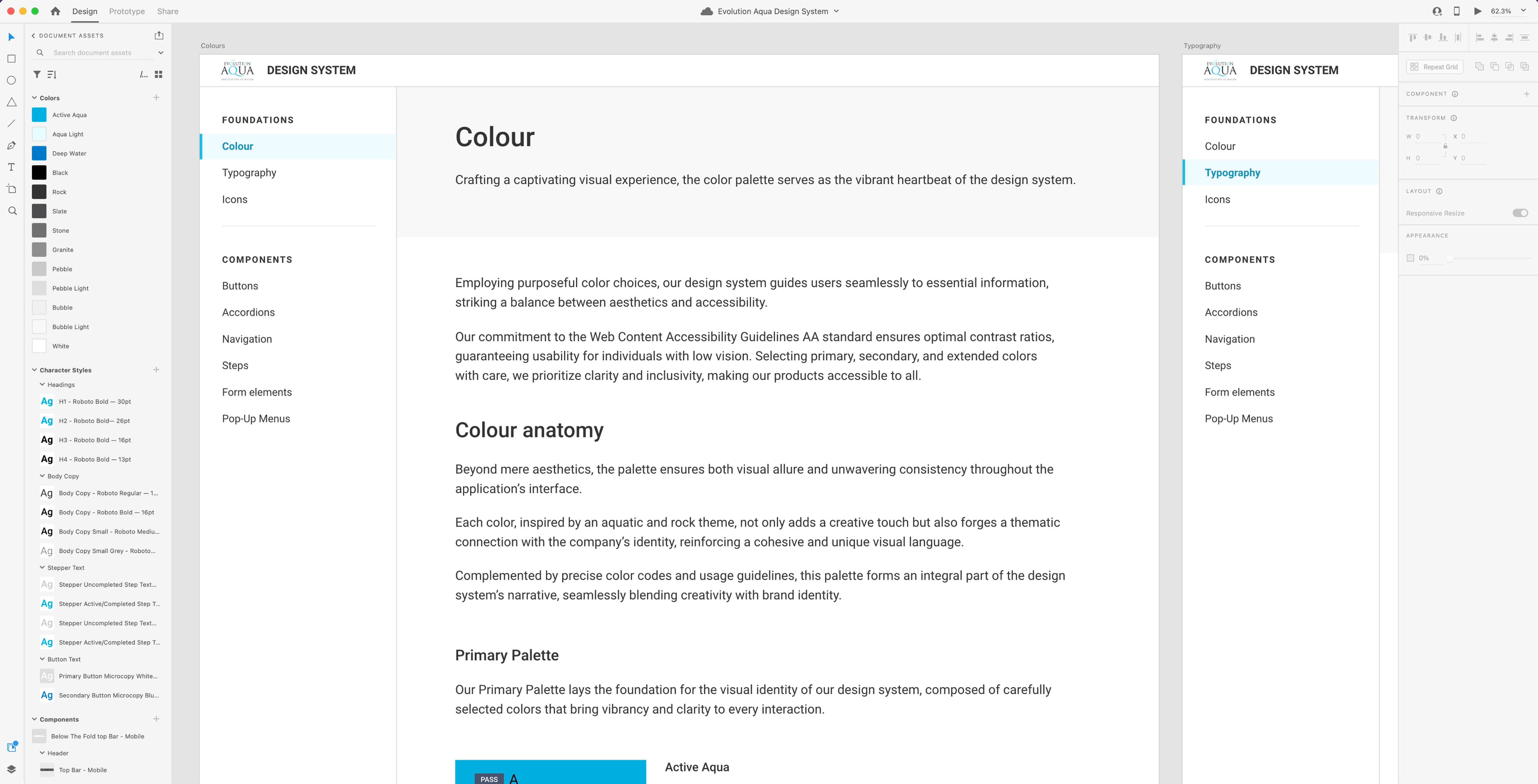 Image showing a page of Colour section of the design system.