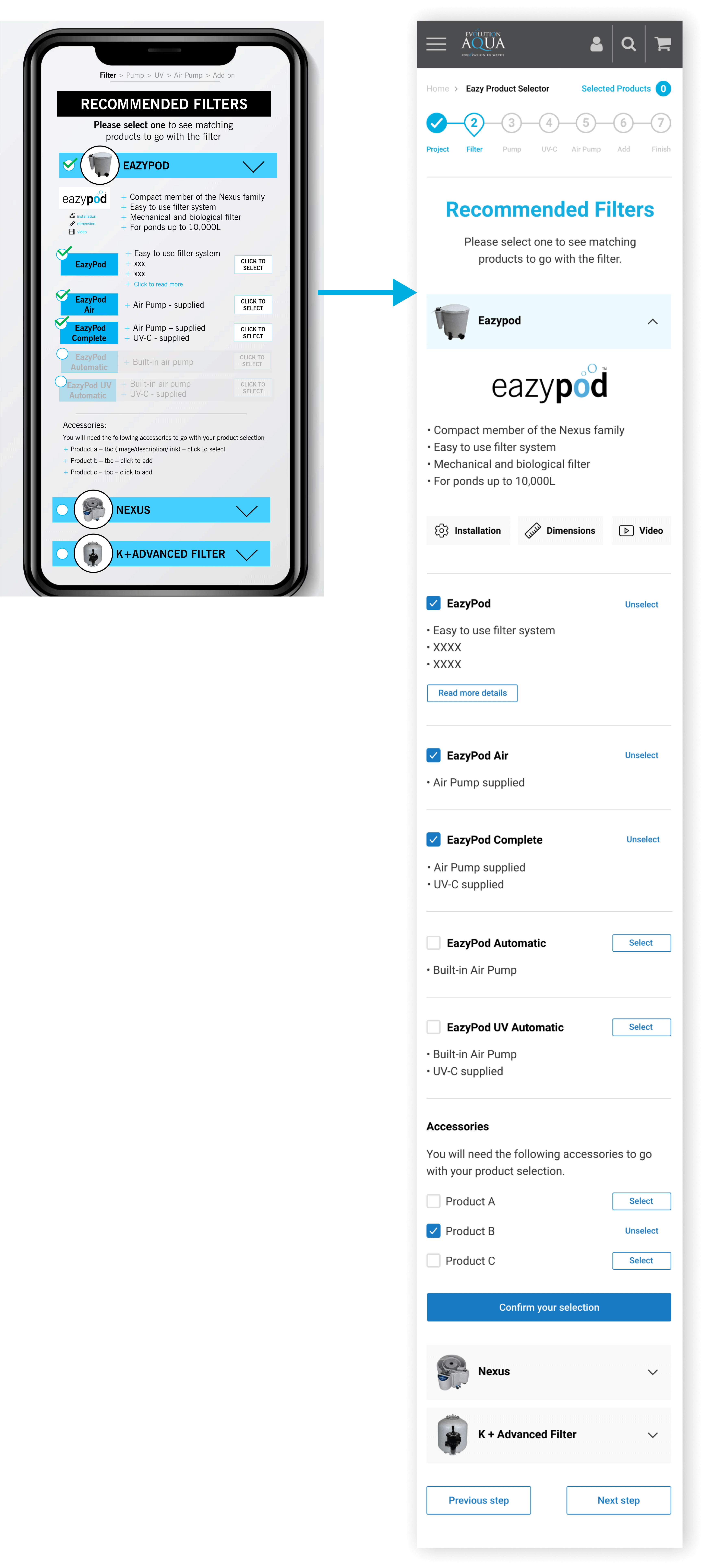 Image showing pages of the application with the accordions.