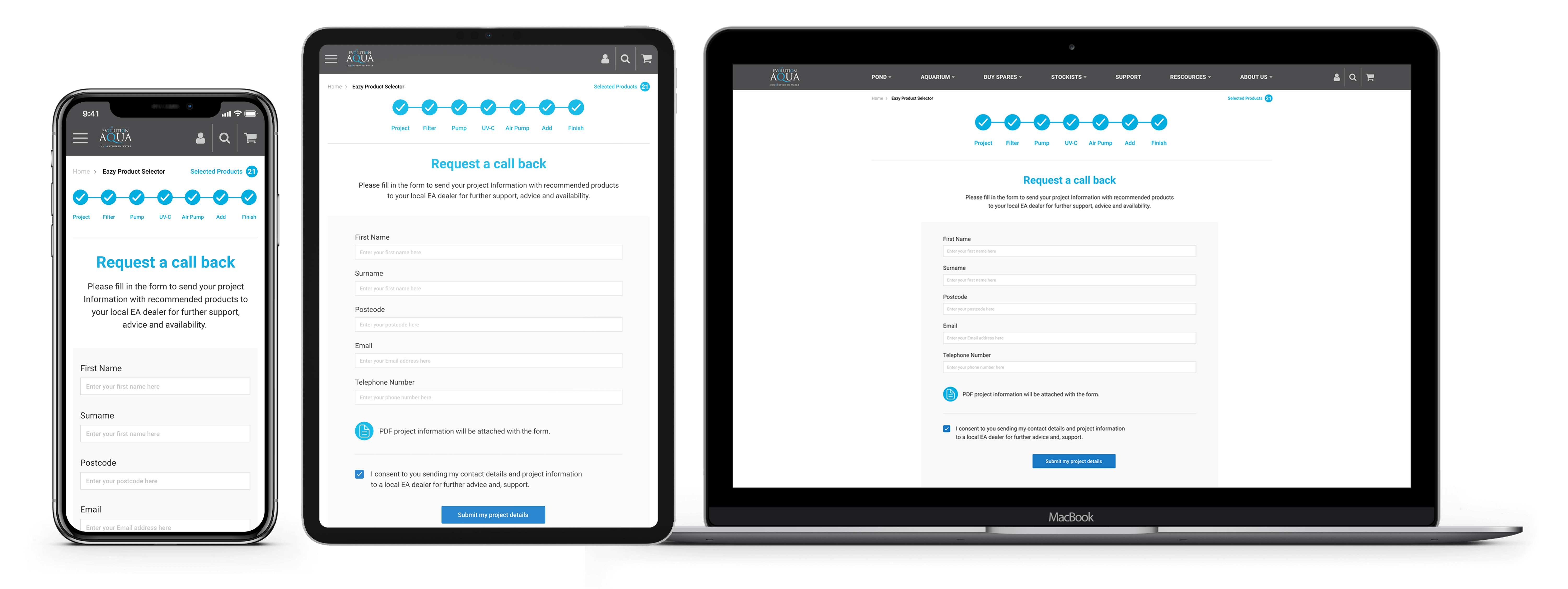Image showing a page of the application on mobile, tablet and desktop.
