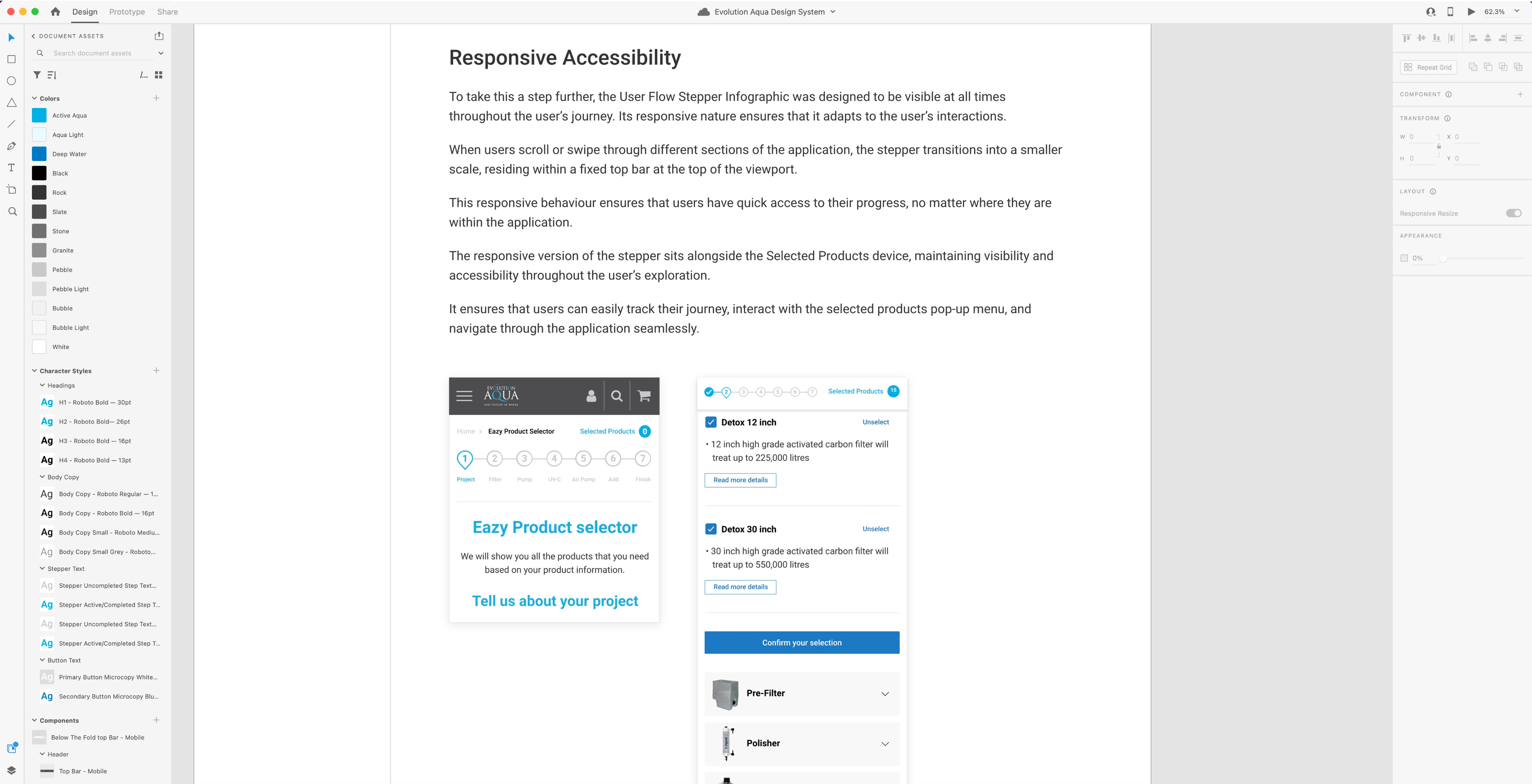 Image showing a page of Stepper section of the design system.
