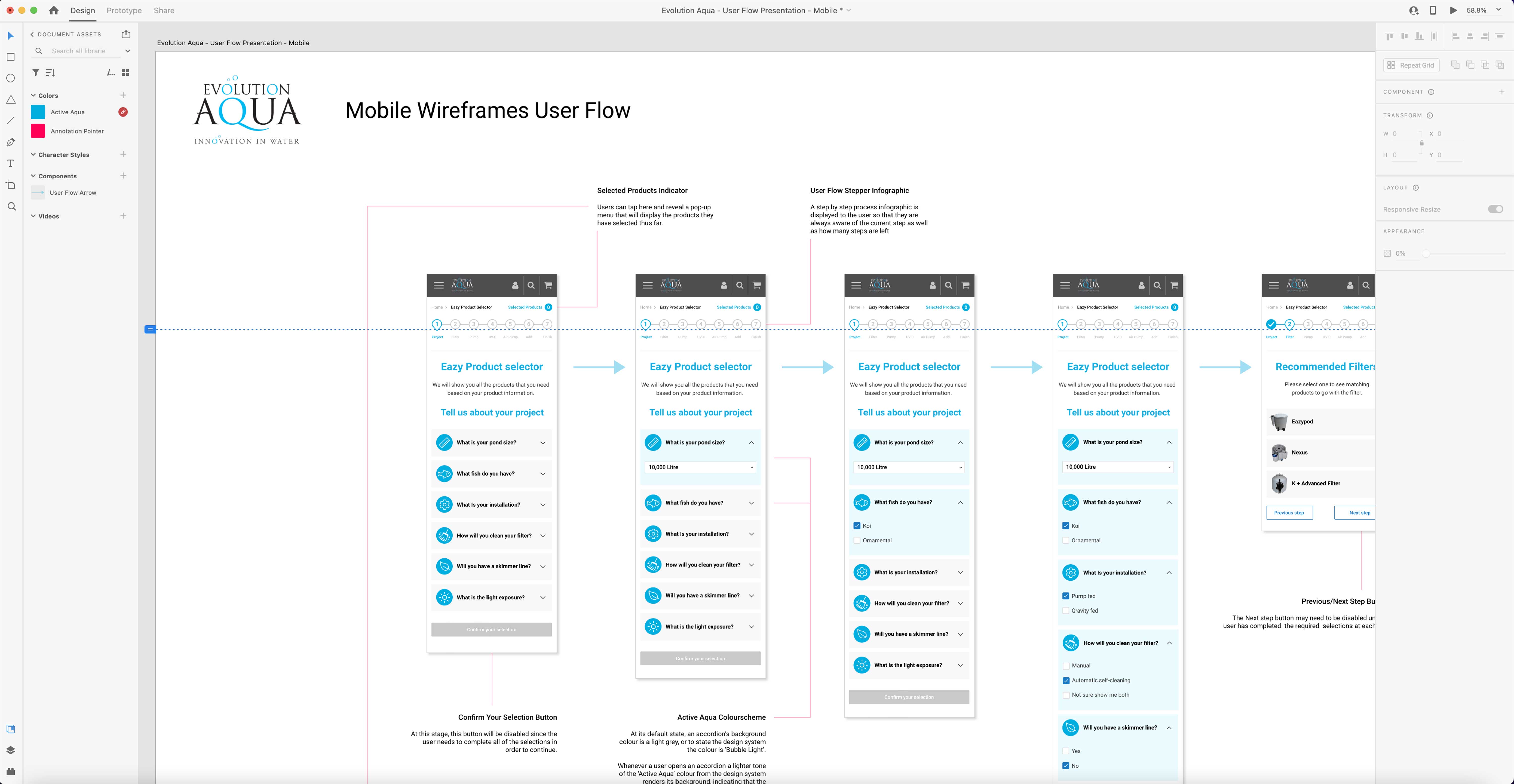 Screenshot showing a set of mobile wireframes.