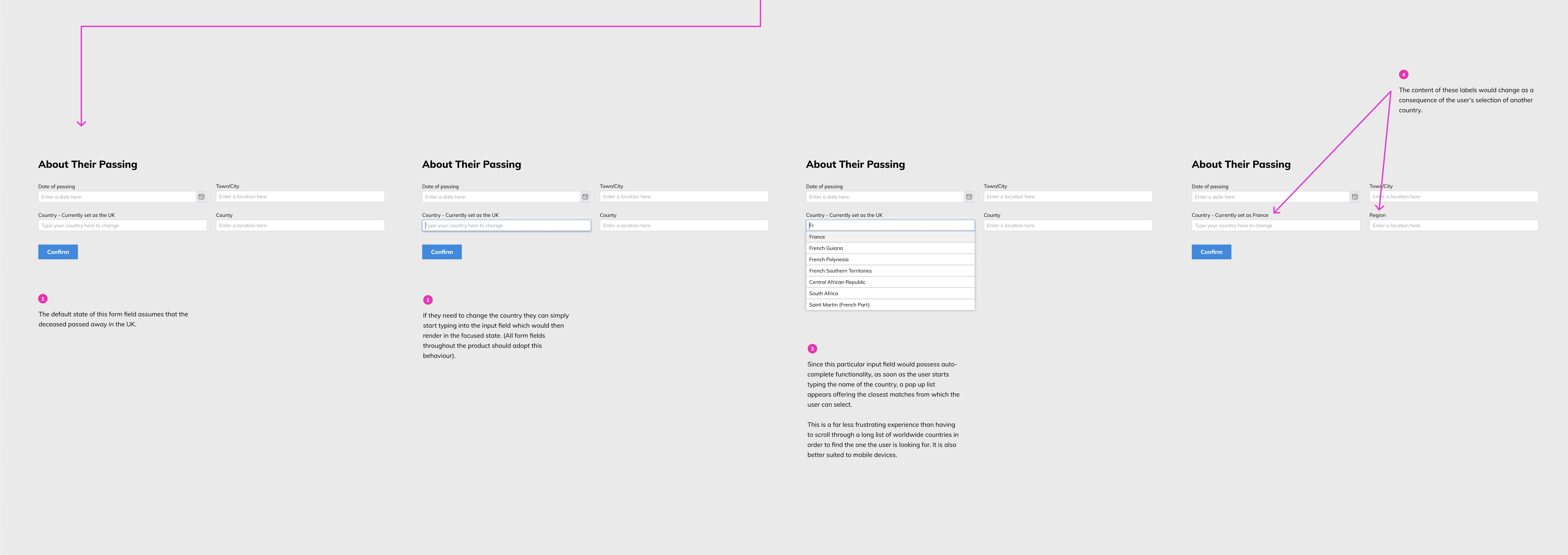 An image of dropdown menus design in Figma.
