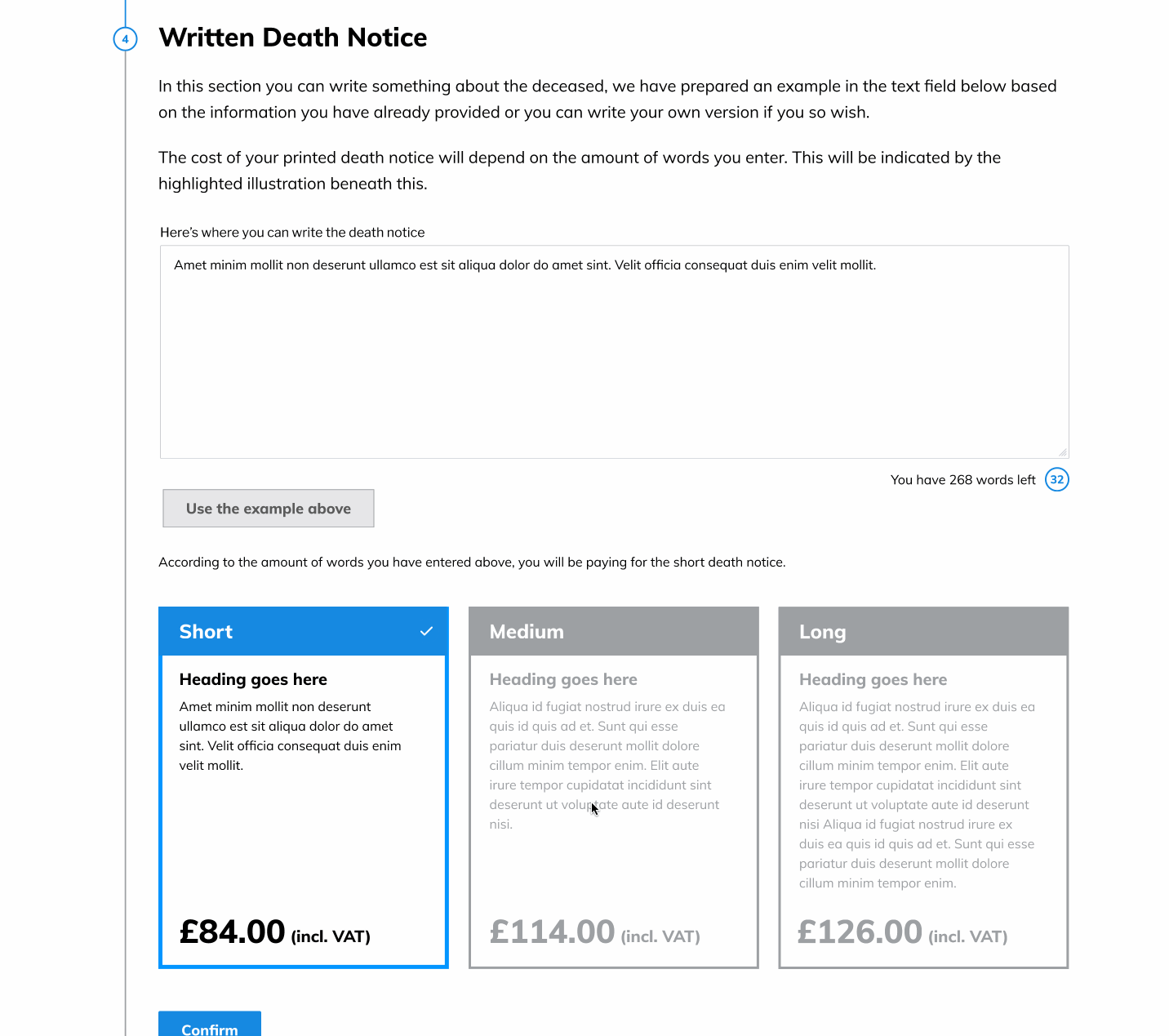 A video of the written death notice length function.