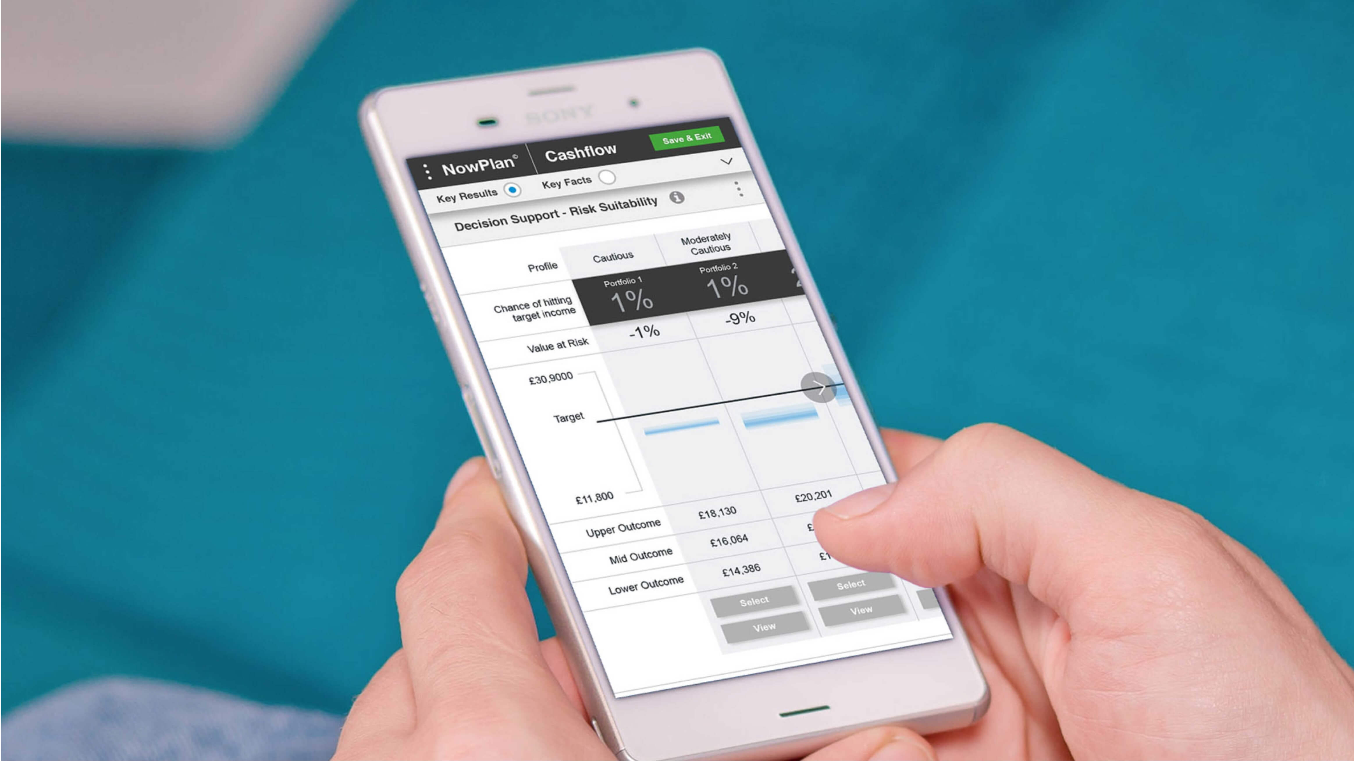 Risk Suitability Screen on a smartphone